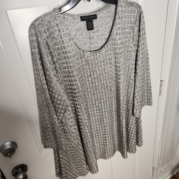 Plus Size Grace Elements Silver Gray Blouse Top Size 1X - Picture 3 of 7
